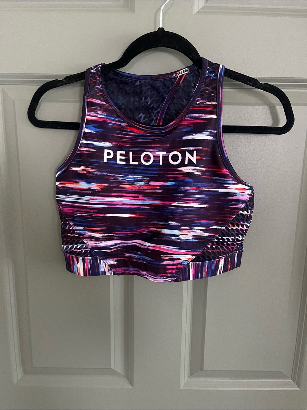 Peloton Purple & Multi-Color Striped Performance Sports Bra